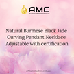 Natural Burmese Black Jade Curving Pendant Necklace Adjustable with certification