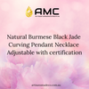 Natural Burmese Black Jade Curving Pendant Necklace Adjustable with certification